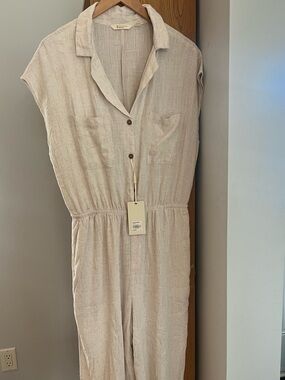 Light Beige Linen Jumpsuit with Button Front BNWT